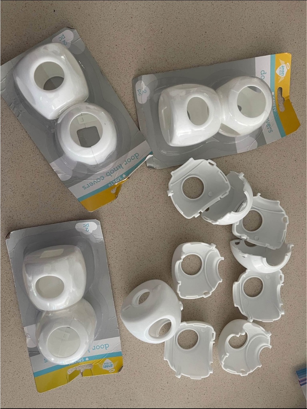 White Child Safety Door Knob Covers - Pack of 11 pc, baby proofing, round handle
